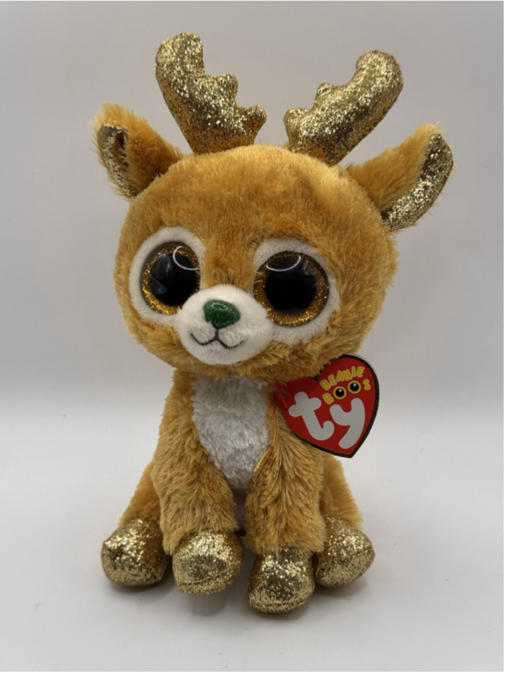 NWT Ty Beanie Boos 2018 Glitzy the Christmas Reindeer 7" Stuffed Animal Toy